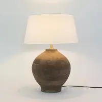 Holländer Tischleuchte SORATTE, natur/écru, Höhe 48 cm, Mangoholz, E27