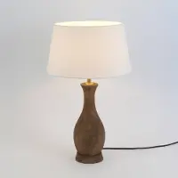 Holländer Tischleuchte ANTELAO, natur/écru, Höhe 45 cm, Mangoholz, E27