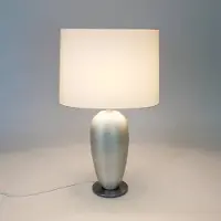 Holländer Tischlampe OMEGA OVAL, silber/weiß, Höhe 65 cm, Keramik E27