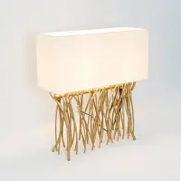 Holländer Tischleuchte CAPRI, gold/écru, Höhe 51 cm, Metall, 2 x E14