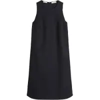 Marc O'Polo Etuikleid , Damen, Gr. 34, N-Gr, schwarz (deep night blau), Obermaterial: 100% Leinen, A-Linie kniefrei, Rundhals, Kleider Etuikleid, shaped fit mit Eingrifftaschen, aus Leinen