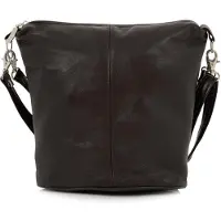 Belveder Damen Tasche Schultertasche Umhängetasche Crossover Bag Leder Handtasche Dunkelbraune kleine ovale Naturleder Otess