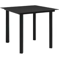 vidaXL Garten-Esstisch Schwarz 80x80x74 cm Stahl und Glas
