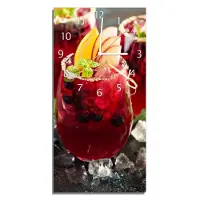 Wallario Design Wanduhr Sommerlicher Wildbeerencocktail aus Echtglas, Größe 30 x 60 cm
