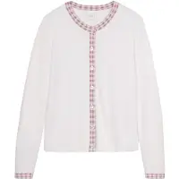 MADELEINE Strickjacke "Strickjacke Strickjacke mit Vichy-Karo-Akzenten"