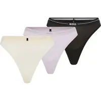 BOSS String "3P THONG", Damen, Gr. L, 3 Stk., Jersey, beige (open miscellaneous 969), Jersey, Obermaterial: 90% Baumwolle, 10% Elasthan, körpernah, Unterhosen String, mit Logobund