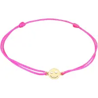 Elli Armkette "Armband mit Smile Face Textil 925 Silber vergoldet" Gr. 160, pink, Armbänder, Damen, Silber 925 (Sterlingsilber), Armkette