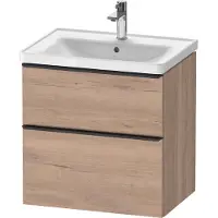 Duravit D-Neo Waschtischunterbau wandhängend, 634x625x452mm, 1 Auszug, 1 Schubkasten, mit Griff Diamantschwarz, DE43540BD550000, Farbe: Eiche Marmoriert Dekor