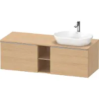 Duravit D-Neo Konsolenwaschtischunterbau wandhängend (Ausschnitt rechts), 1400x459x550mm, 2 Auszüge, 2 offene Fächer, mit Griff Edelstahl gebürstet, DE4950R70300000
