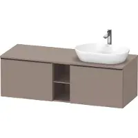 Duravit D-Neo Konsolenwaschtischunterbau wandhängend (Ausschnitt rechts), 1400x459x550mm, 2 Auszüge, 2 offene Fächer, mit Griff Diamantschwarz, DE4950RBD430000, Farbe: Basalt Matt Dekor