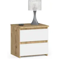 Akord Kommode CL2 40 cm Eiche Artisan Weiß mit 2 Schubladen und ABS-Kante