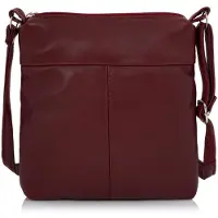 Belveder Damen Tasche Schultertasche Umhängetasche Crossover Bag Leder Handtasche Burgunderrot aus Naturleder, Fabi