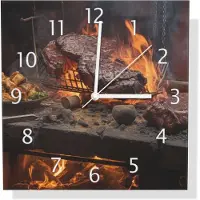 Wallario Design Wanduhr Urige Grillkunst: Steakschmiede aus Aluverbund, Größe 30 x 30 cm