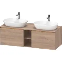 Duravit D-Neo Konsolenwaschtischunterbau wandhängend (Ausschnitt beitseitig), 1400x459x550mm, 2 Auszüge, 2 offene Fächer, mit Griff Bronze gebürstet, DE4950B04550000