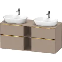 Duravit D-Neo Konsolenwaschtischunterbau wandhängend (Ausschnitt beitseitig), 1400x664x550mm, 2 Auszüge, 2 Schubkästen, 2 offene Fächer, mit Griff Gold poliert, DE4970B34750000