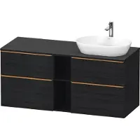 Duravit D-Neo Konsolenwaschtischunterbau wandhängend (Ausschnitt rechts), 1400x664x550mm, 2 Auszüge, 2 Schubkästen, 2 offene Fächer, mit Griff Bronze gebürstet, DE4970R04160000