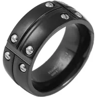 Akzent Fingerring "Mane, silberfarbig, langlebig" Gr. 60, schwarz, Fingerringe, Herren, 60, Edelstahl, Fingerring