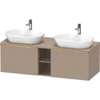 Duravit D-Neo Konsolenwaschtischunterbau wandhängend (Ausschnitt beitseitig), 1400x459x550mm, 2 Auszüge, 2 offene Fächer, mit Griff Gold poliert, DE4950B34750000