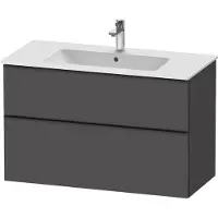 Duravit D-Neo Waschtischunterbau wandhängend, 1010x625x462mm, 1 Auszug, 1 Schubkasten, mit Griff Diamantschwarz, DE43630BD490000, Farbe: Graphit Matt Dekor