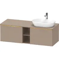 Duravit D-Neo Konsolenwaschtischunterbau wandhängend (Ausschnitt rechts), 1400x459x550mm, 2 Auszüge, 2 offene Fächer, mit Griff Gold poliert, DE4950R34750000