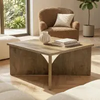 StarTech.com Couchtisch Wohnzimmer - Quadratischer Wohnzimmertisch - Landhausstil - 80x80x45 cm - Holz mit stabilem Sockel - Rustikal braun