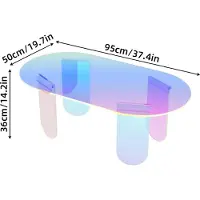 StarTech.com Iridescent Couchtisch - Ovaler Beistelltisch - Bruchsicheres Acryl - 95x50x36 cm - 4 Beine - Minimalistisch Modern - Irideszierend