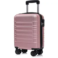 YONSLY Koffer Trolley Reisekoffer Suitcase, Rollkoffer Handgepäck ,mit 4 Rollen360°, Hartschalenreisekoffer, Zahlenschloss, Weicher Gummigriff (S,Roségold)