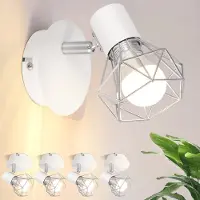 ZMH Wandleuchte 4er 1 Flammig Wandspot Wandstrahler E14 Vintage Verstellbare 350° Retor Metall Lampeschirm Eckig für Wohnzimmer Flur Schlafzimmer Weiß