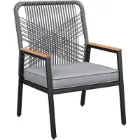StarTech.com Gartenstühle Rattan 2er Set - Balkon Sessel Outdoor - Metallgestell - 8 cm dicke Sitzkissen - Für Terrasse und Garten - Schwarz Grau