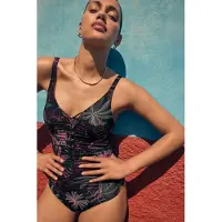 Triumph Badeanzug "Summer Tropics OP 01", Damen, Gr. 38, Cup C, bunt (schwarz combination), Microfaser, Obermaterial: 55% Polyamid, 45% Elasthan, Badeanzüge Badeanzug, weich und formend