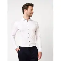 Desoto Langarmhemd "Jerseyhemd Casual Kent", Herren, Gr. 3XL, N-Gr, weiß (weiß solid), Obermaterial: 100% Baumwolle, slim fit normal, Manschette, Hemden Langarmhemd