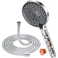 OEM Spaardouchekop 6 Wasserstrahlen 75 l/min groß (130 mm Durchmesser) Chrom mit Armatur und Filter