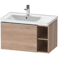 Duravit D-Neo Waschtischunterbau wandhängend, 784x440x452mm, 1 Auszug, 1 offenes Fach seitlich rechts, mit Griff Edelstahl gebürstet, DE4258070550000, Farbe: Eiche Marmoriert Dekor