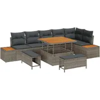 vidaXL Gartensofa-set 9 Stk. 8-Sitzanzahl Grau