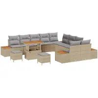 vidaXL Gartensofa-set 13 stk. 12-Sitzanzahl Beige und Hellgrau