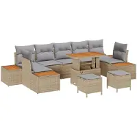 vidaXL Gartensofa-set 10 Stk. 9-Sitzanzahl Beige und Hellgrau