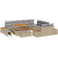 vidaXL Gartensofa-set 13 stk. 12-Sitzanzahl Beige und Hellgrau