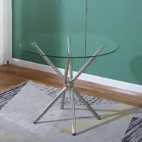 OEM Kompakte, chromen eettafel aus gehärtetem Glas für Restaurants, Pubs, Büros und Cafés (Durchmesser: etwa 90 cm, Dunkel)