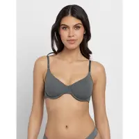 Dorina Bügel-BH "Noa", Damen, Gr. 85, Cup B, grau (grün), Jersey, Obermaterial: 79% Polyamid, 21% Elasthan, bequem, BHs Bügel-BH, mit Schale, nicht gefüttert, mit Bügel, basic, elastisch, weich