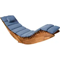 Beliani Auflage für Gartenliege Blau Stoff Gesteppt 180x60x5 cm UV-Beständig Modernes Design Liegenauflage mit Kissen und Befestigungsbändern