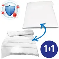 CloudComfort 135 x 200 cm Mikrofaser Ganzjahres-Steppbettdecke, Füllgewicht: ca. 700 g, extra leicht + Setex Bettdeckenbezug für Allergiker, Encasing 135 x 200 cm