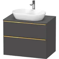 Duravit D-Neo, Konsolenwaschtischunterbau wandhängend, 800x664x550mm, 1x Auszug,1x Schubkasten, mit Griff Gold poliert, DE4967034490000