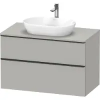 Duravit D-Neo, Konsolenwaschtischunterbau wandhängend, 1000x664x550mm, 1x Auszug, 1x Schubkasten, mit Griff Diamantschwarz, DE49680BD070000, Farbe: Betongrau Matt Dekor