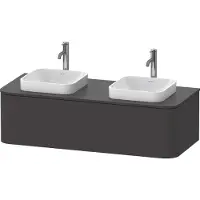 Duravit Happy D.2 Plus Konsolenwaschtischunterbau wandhängend, 1300x550 mm, 1 Auszug, für Aufsatzbecken, HP4943B80800010, Farbe: Graphit Supermatt Dekor mit Innenbeleuchtung