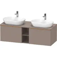 Duravit D-Neo Konsolenwaschtischunterbau wandhängend (Ausschnitt beitseitig), 1400x459x550mm, 2 Auszüge, 2 offene Fächer, mit Griff Bronze gebürstet, DE4950B04430000, Farbe: Basalt Matt Dekor