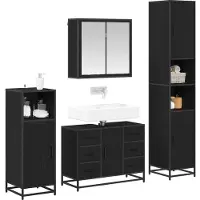 vidaXL Badezimmermöbel-Set 4 stk. Schwarz Eichen-Optik 80 x 33 x 60 cm
