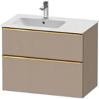 Duravit D-Neo Waschtischunterbau wandhängend, 810x625x462mm, 1 Auszug, 1 Schubkasten, mit Griff Gold poliert, DE4366034750000, Farbe: Leinen Matt Dekor