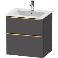 Duravit D-Neo Waschtischunterbau wandhängend, 610x625x462mm, 1 Auszug, 1 Schubkasten, mit Griff Gold poliert, DE4361034490000, Farbe: Graphit Matt Dekor