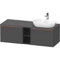 Duravit D-Neo Konsolenwaschtischunterbau wandhängend (Ausschnitt rechts), 1400x459x550mm, 2 Auszüge, 2 offene Fächer, mit Griff Bronze gebürstet, DE4950R04490000, Farbe: Graphit Matt Dekor