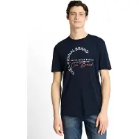 Tom Tailor 1100000002199 DENIM, Herren, Gr. XXL, blau (sky captain blau), Single Jersey, Obermaterial: 100% Baumwolle, bedruckt, normal hüftbedeckend, Rundhals, Shirts 1100000002199, mit Logo-Print